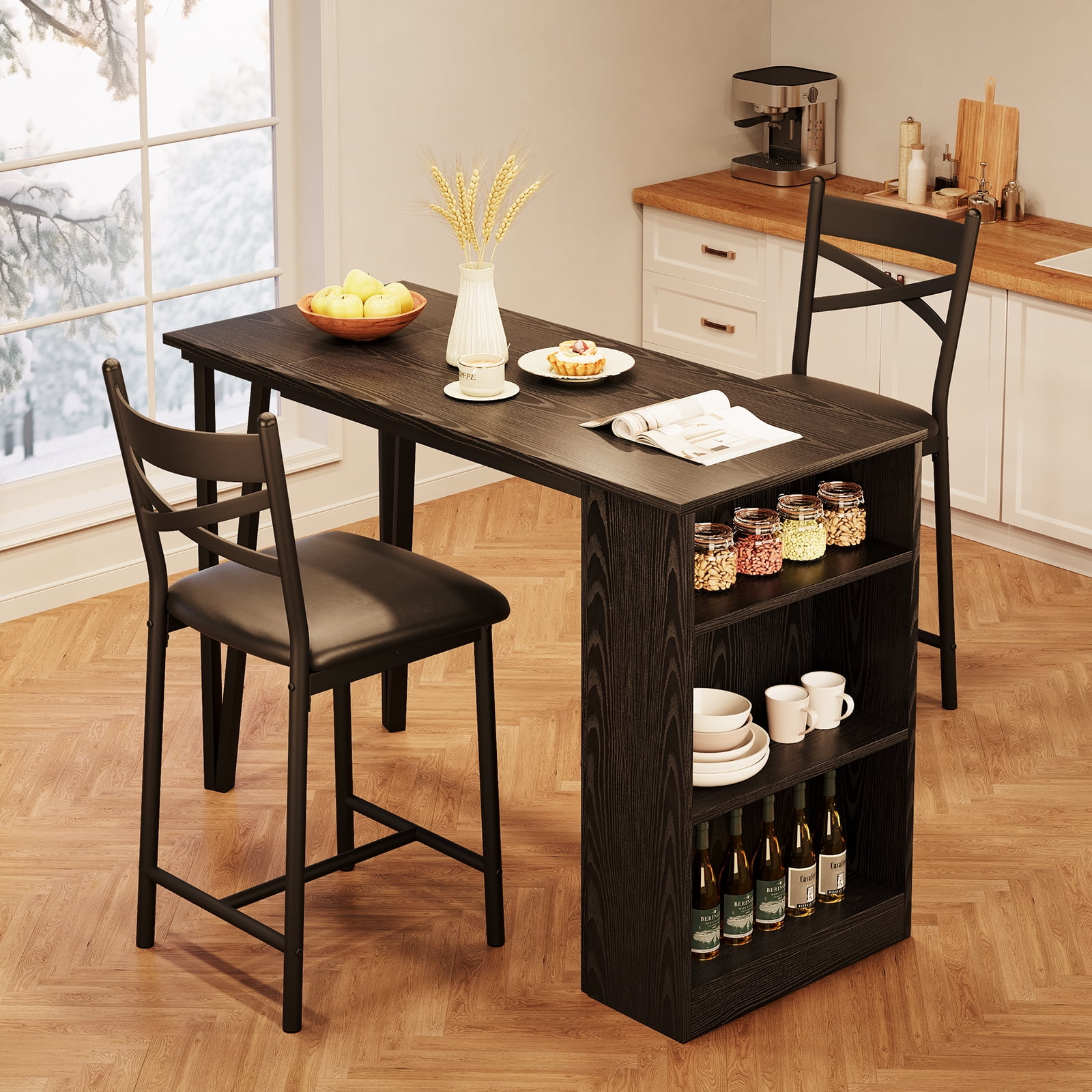 Roromall Dining Table Set for 2, 3 Pieces Kitchen Bar Table and Chairs ...