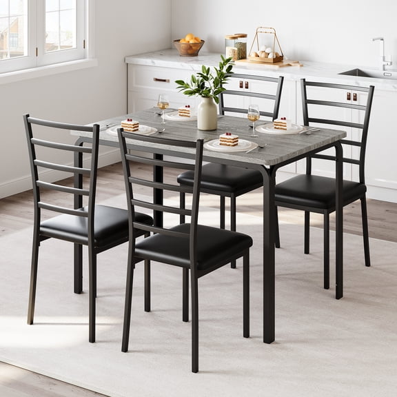 Roromall Dining Table for 4, Small Table and Chairs Set, Square Dinner Table Set, 5 Piece Kitchen & Dining Room Sets for Small Space