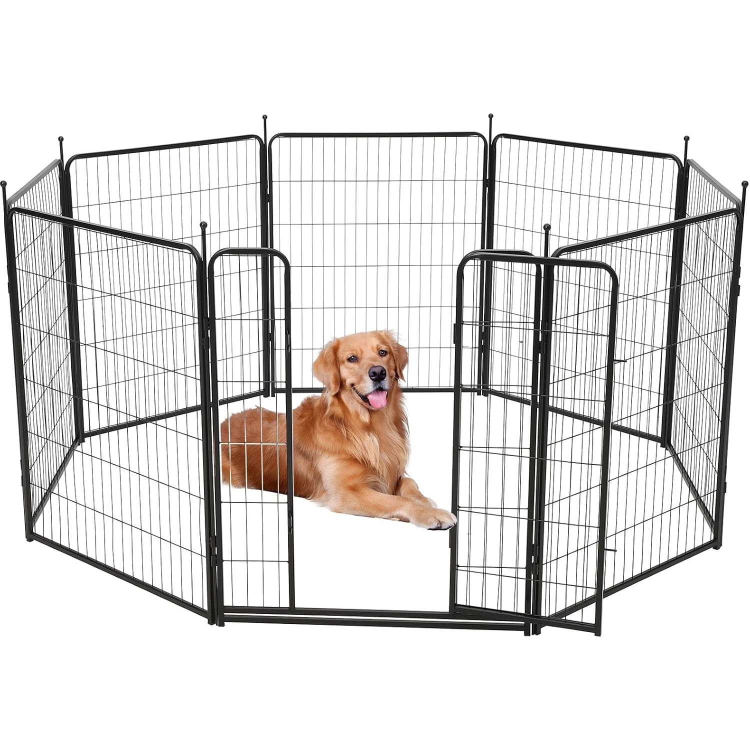 Roromall Dog Playpen Indoor/Outdoor,40"H x 32"W 8 Panels Pet Play Pen, Stress-Free and Safe Play, Portable Metal Pet Exercise for Rv Camping Garden Yard, Quick Install