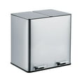 thumbnail image 1 of Roromall Dual Trash Can, 2x4 Gallon (2x15L) Stainless Steel Step Trash Can, Rectangular Garbage Can for Kitchen, Office with 2 Compartments, Removable Inner Buckets, Soft-Close Lid, 1 of 7