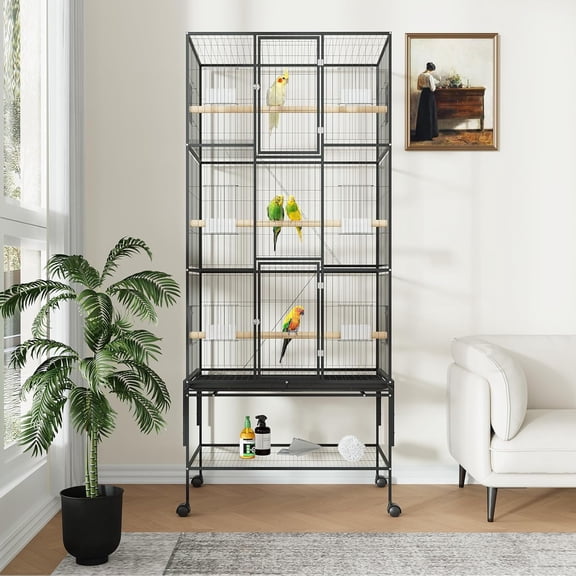 Photo inspiration: Picture Idea: Large Divided Bird Breeding Cage With Rolling Stand For Canary