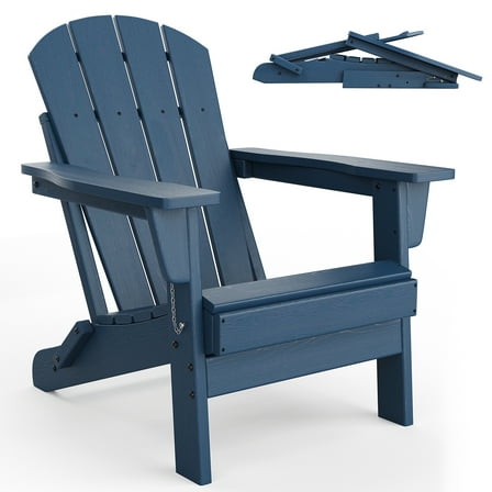 Roromall Folding Adirondack Chairs, HDPE Plastic Outdoor Chairs with Wood Texture - 380Lbs & Weather Resistant for Fire Pit, Deck, Patio, Pool, Backyard