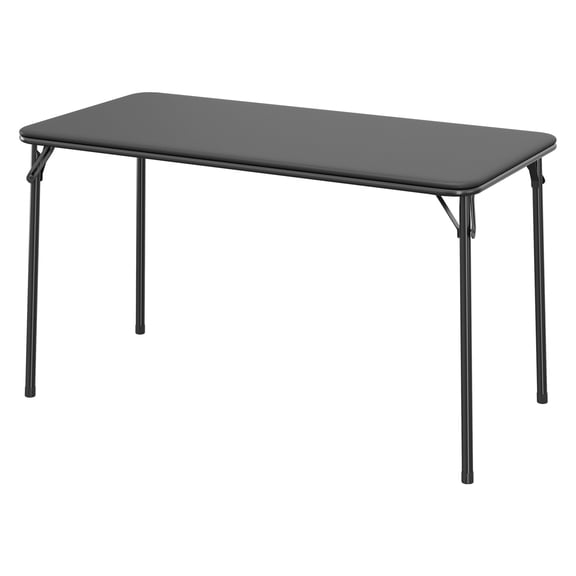 Roromall Folding Table, Portable Card Rectangle Table with Metal Frame, PU Leather Upholstered Table, for Dining Room, Living Room, Office, Camping