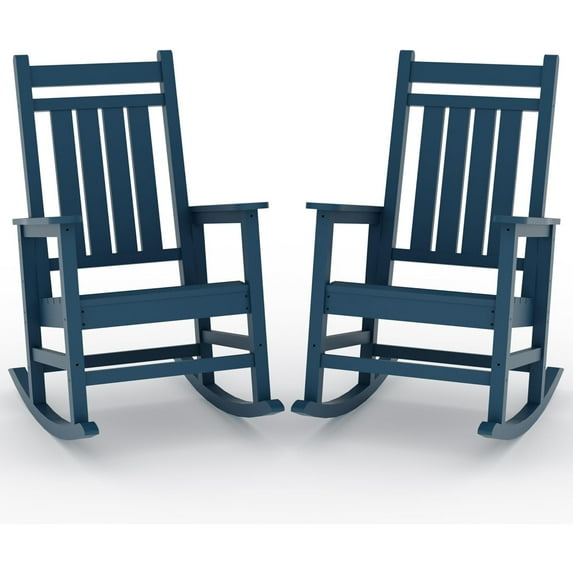 Roromall HDPE Outdoor Rocking Chairs Set of 2, Oversized Patio Rocking Chairs, All Weather Resistant Porch Rocker, Heavy Duty Front Plastic Rockers for Outside