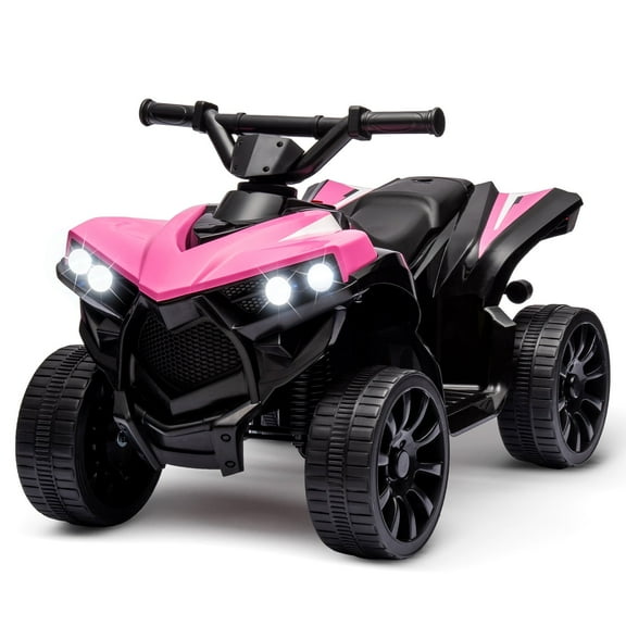 Roromall Kids 6V ATV, 4 Wheeler Ride on Quad Car Toy with LED Lights, Foot Pedal, 1.86mph Speed Battery Powered Electric Vehicle for 3+ Years Old
