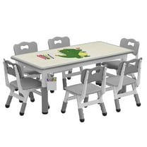 Roromall Kids Table and Chairs Set with Storage Box, Height Adjustable Table and Chair Set for Ages 2-10, Graffiti Desktop, Non-Slip Legs, Children Activity Table for Daycare Classroom Home