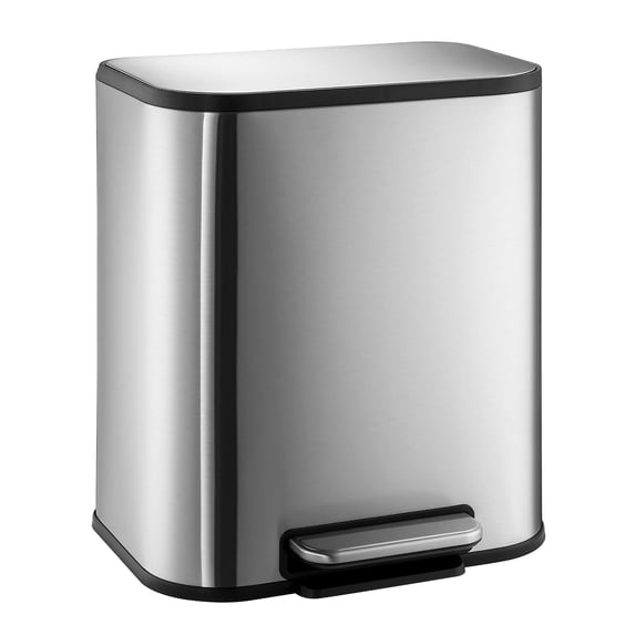 Roromall Kitchen Trash Can, 3.2 / 5.2 / 8 / 13.2 Gallon Stainless Steel Garbage Can, Step On Trash Can with Quiet Close Lid & Inner Bucket for Kitchen Office