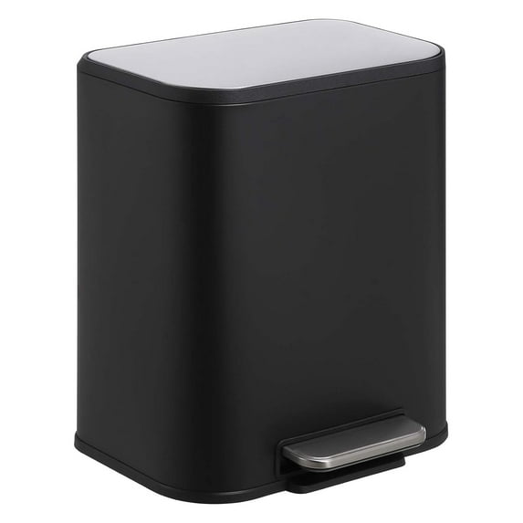 Roromall Kitchen Trash Can, Stainless Steel Garbage Can with Soft Close Lid Foot Pedal & Removable Inner Bucket, Rectangular Step On Waste Bin for Office Bedroom