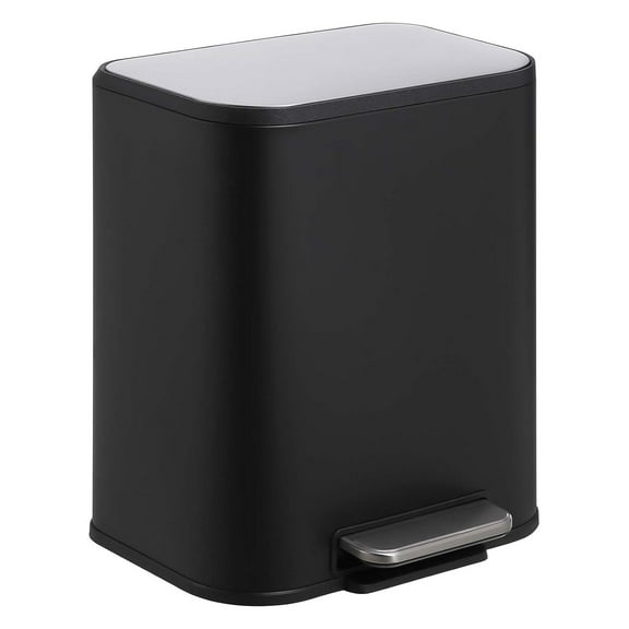 Roromall Kitchen Trash Can, Stainless Steel Garbage Can with Soft Close Lid Foot Pedal & Removable Inner Bucket, Rectangular Step On Waste Bin for Office Bedroom