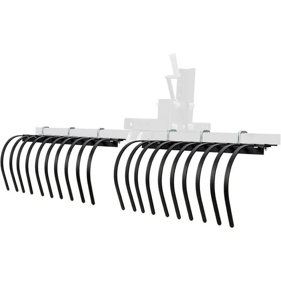 Roromall Landscape Rake Implement for Removal of Rock, Grass Clumps and Debris with 20 Removable Tines Prep for Seeding, Cultivate, Maintain Land Manual Implement Lift