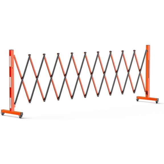 Roromall Metal Expandable Barricade, 8FT/9FT/11FT/16FT/23FT Folding Safety Traffic Driveway Gate, Portable Crowd Control Barriers Fence