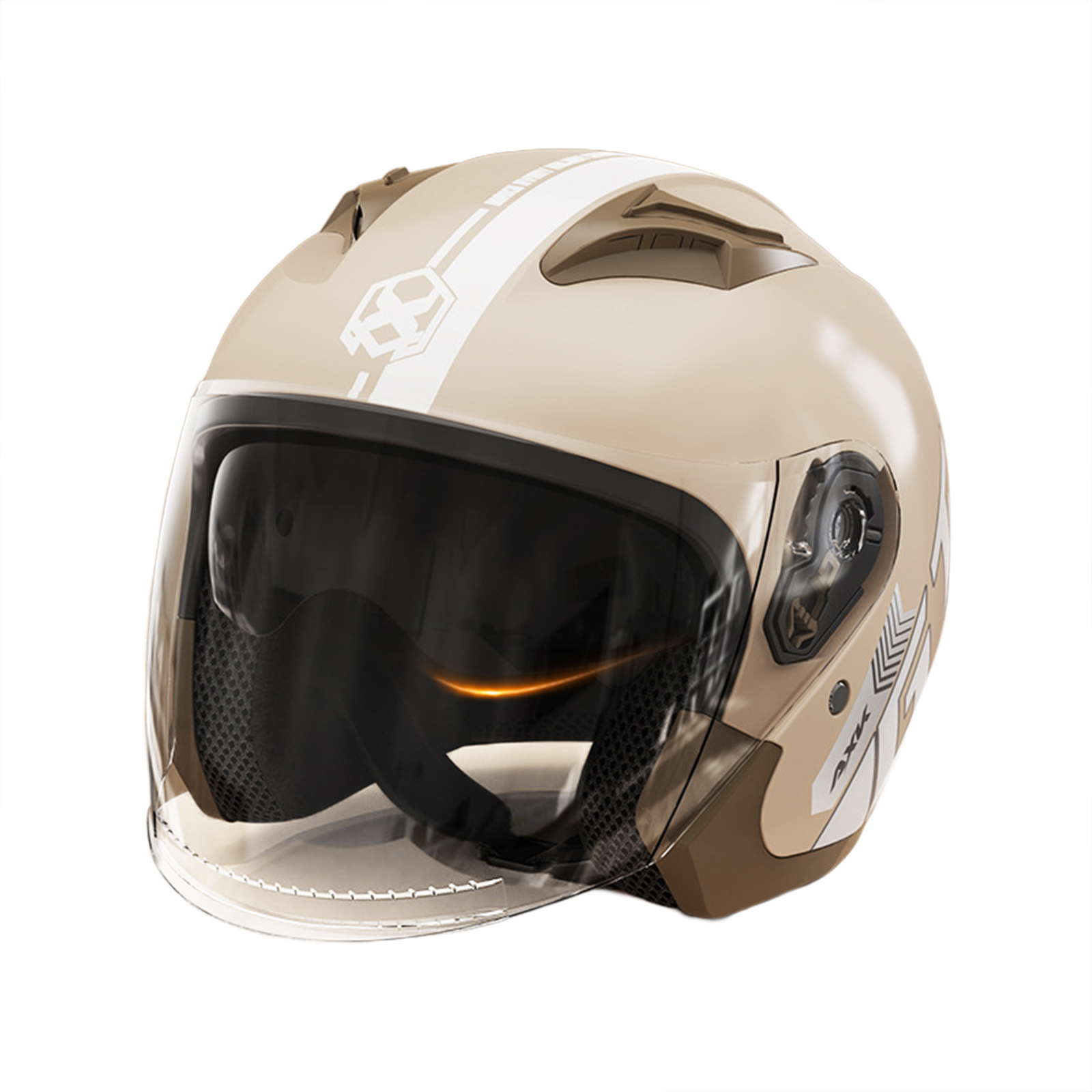 Roromall Motorcycle Open Face Helmet Dual Sun Visor Quick Release