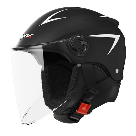 Roromall Motorcycle Open Face Helmet Quick Release Buckle Ventilated Helmet with Detachable Scarf for Men Women