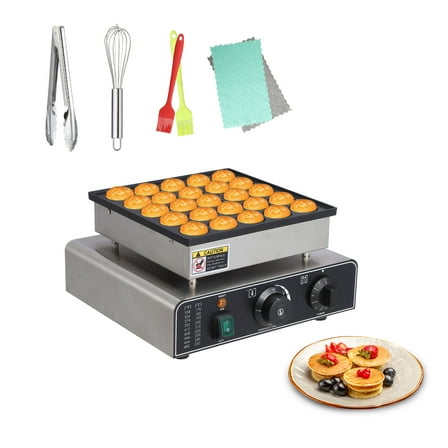 Roromall Muffin Maker Machine - 25 Round Pancakes, Heavy Duty Maker with Precise Temperature and Time Control, Stainless Steel Waffle Maker Round + Heart Shape
