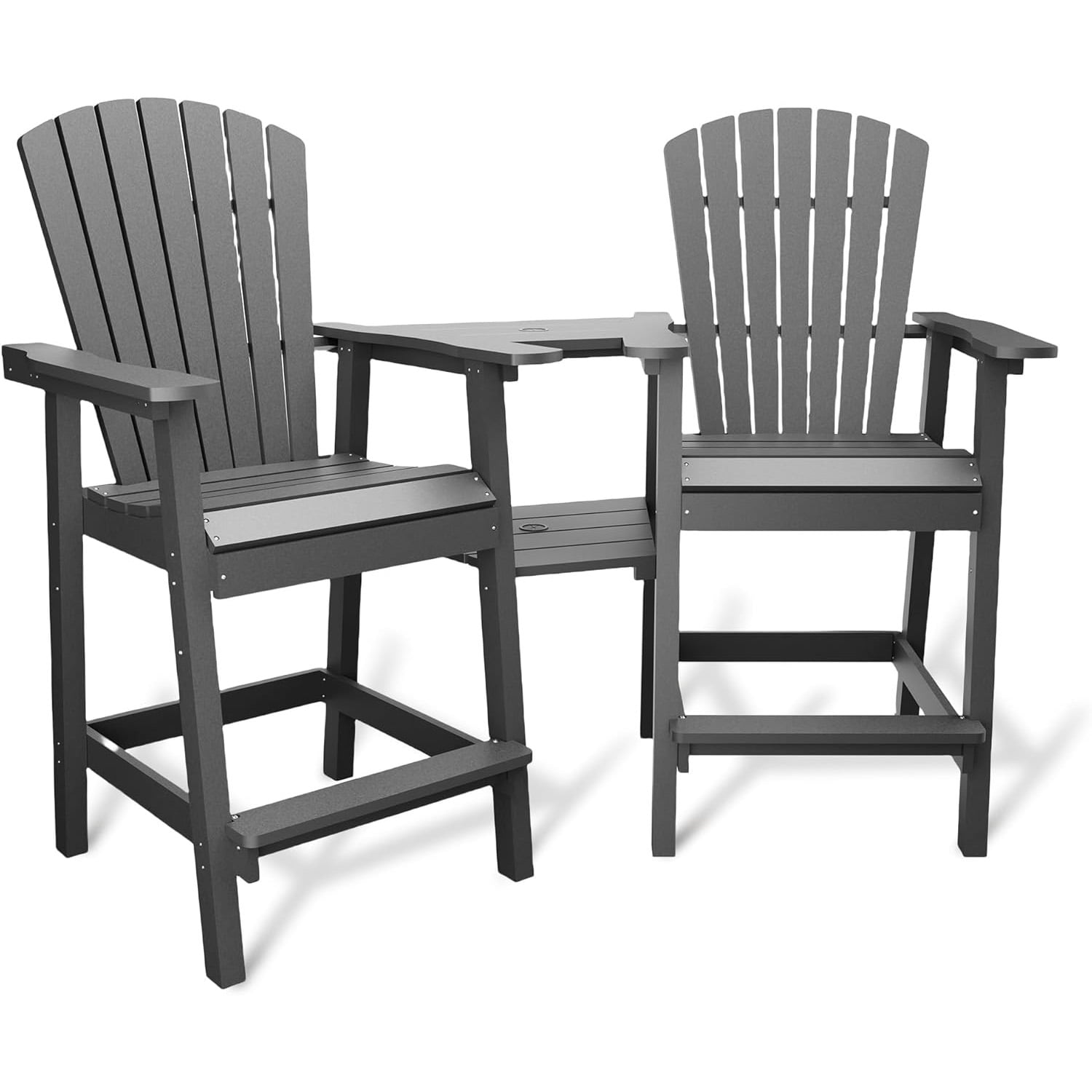Roromall Outdoor Bar Height Adirondack Chairs with Connecting Tray ...