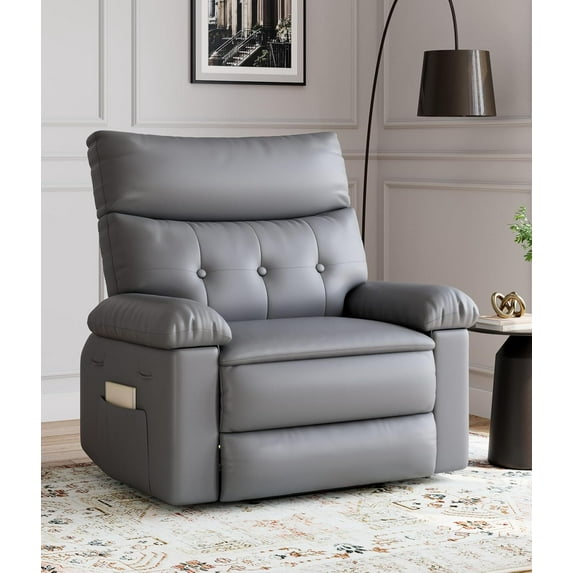 Roromall Oversized Recliner Chair - Faux PU Leather Manual Recliner, Exceptional Comfort Lazy Chair with 1.5X Sponge Filling and Easy Recline Mechanism for Relaxation