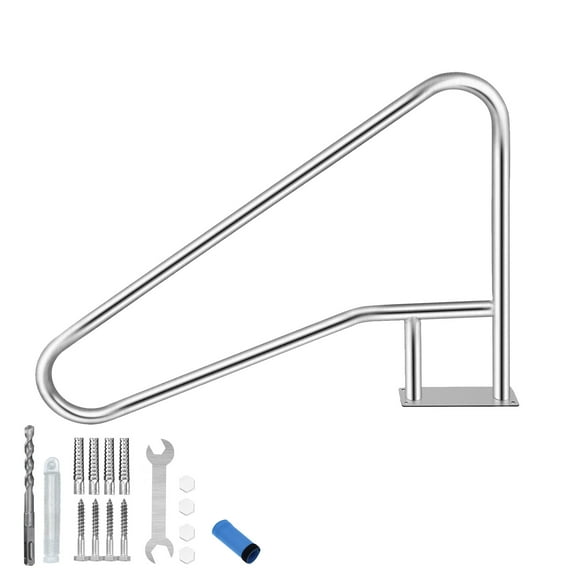 Roromall Pool Handrail, Swimming Pool Stair Rails, 304 Stainless Steel Pool Railings for Inground Pools, Swimming Pool Safety Handrails with Blue Grip Cover
