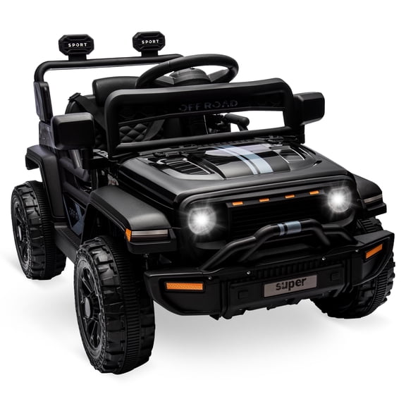 Roromall Ride On Truck for Kids, 12V Battery Powered Toy Car with Remote Control, Spring Suspension, LED Headlight and Music, Dual 25W Toddler Electric Vehicles for Girls Boys 3-5