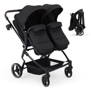 Roromall Side by Side Double Stroller for Twins, Adjustable Compact Folding Baby Travel Stroller with High Landscape Seat, Lightweight Canopy & Recline for Infant and Toddler