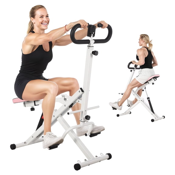 Roromall Squat & Rowing Machine - 12-Level Resistance Home Gym Equipment for Glutes, Legs, Core | Folding Butt Lifter Hip Thrust Trainer with Leg Press & Ab Workout