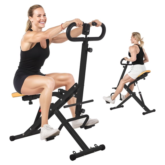 Roromall Squat & Rowing Machine - 12-Level Resistance Home Gym Equipment for Glutes, Legs, Core | Folding Butt Lifter Hip Thrust Trainer with Leg Press & Ab Workout