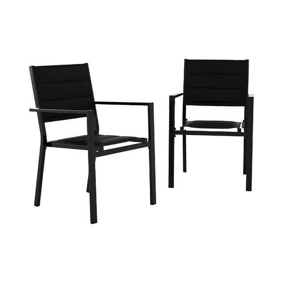 Roromall Stackable Patio Chairs Set of 2, Outdoor Aluminum Stacking Dining Chairs with Textilene Fabric for Outdoor, Patio, Deck, Backyard