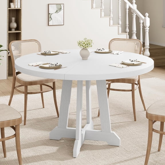 Roromall Wooden Dining Table for 4 to 6 People, 47" Round Dining Table, Kitchen Table with Sturty Legs, Dining Room Table for Dining Room, Kitchen