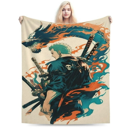 Roronoa Zoro Blanket, Super Soft Large Fluffy Plush Throw Blanket for Boys Girls Young Adults, Cozy Warm Flannel Blanket for Living Room Couch Bed All Seasons 40"X30"