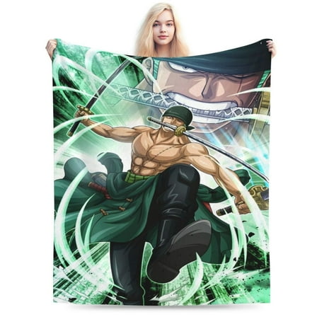 Roronoa Zoro Blanket, Super Soft Large Fluffy Plush Throw Blanket for Boys Girls Young Adults, Cozy Warm Flannel Blanket for Living Room Couch Bed All Seasons 40"X30"