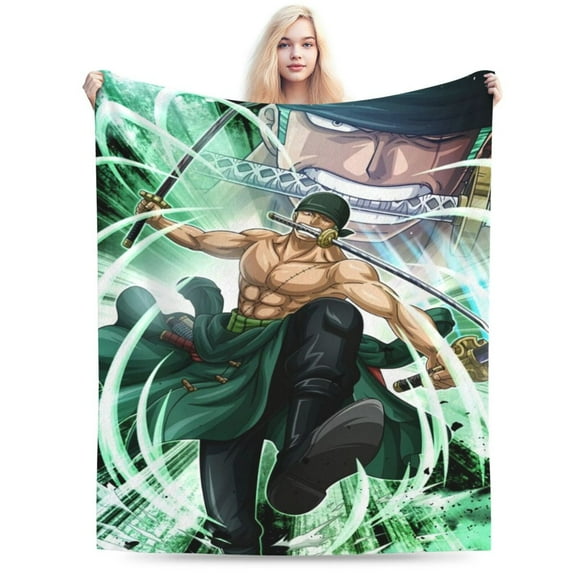 Roronoa Zoro Blanket, Super Soft Large Fluffy Plush Throw Blanket for Boys Girls Young Adults, Cozy Warm Flannel Blanket for Living Room Couch Bed All Seasons 40"X30"
