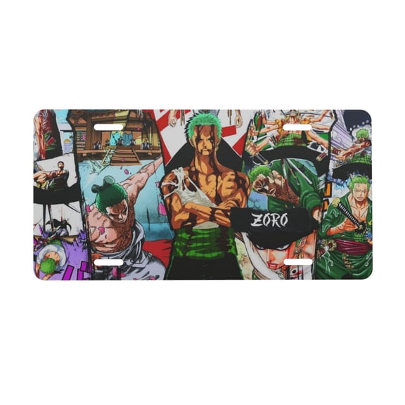 Roronoa Zoro License Plate, Car Front License Plates With 4 Holes, Metal Car Plate,Aluminum Novelty License Plate, 6 * 12 Inches