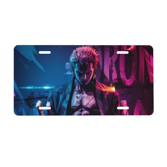 Roronoa Zoro License Plate, Car Front License Plates With 4 Holes, Metal Car Plate,Aluminum Novelty License Plate, 6 * 12 Inches