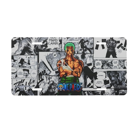 Roronoa Zoro License Plate, Car Front License Plates With 4 Holes, Metal Car Plate,Aluminum Novelty License Plate, 6 * 12 Inches