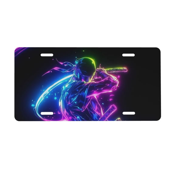 Roronoa Zoro License Plate, Car Front License Plates With 4 Holes, Metal Car Plate,Aluminum Novelty License Plate, 6 * 12 Inches