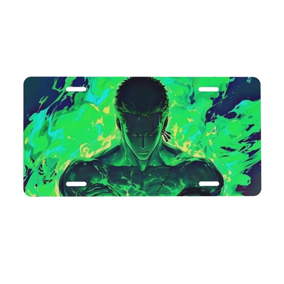 Roronoa Zoro License Plate, Car Front License Plates With 4 Holes, Metal Car Plate,Aluminum Novelty License Plate, 6 * 12 Inches