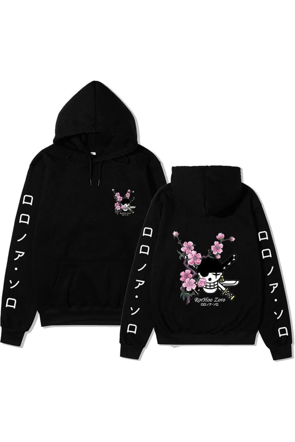 Roronoa Zoro Pattern Pullover Anime Hoodie Long Sleeve Sweatshirt Unisex XS-3XL
