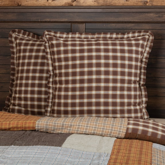 VHC Brands Rustic & Lodge Farmhouse Bedding-Rory Fabric Euro Sham, 26x26, Chocolate Brown