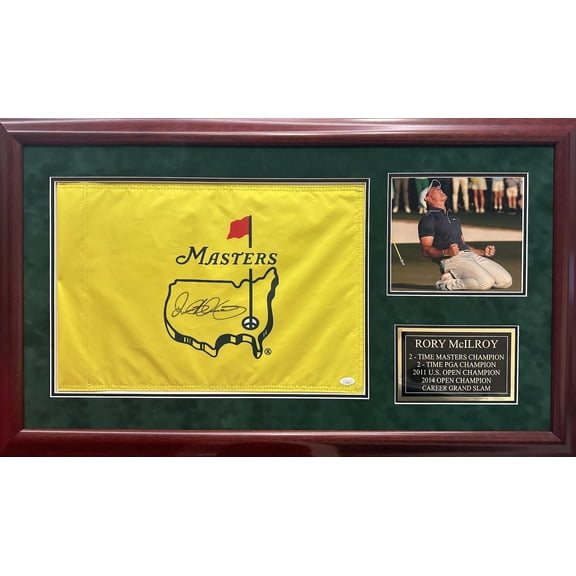 Rory McIlroy Autographed Hand Signed Custom Framed Masters Flag - JSA COA