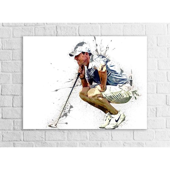 Rory Mcilroy Pga Gallery Wrap Or Museum Quality Wall Decor Man Cave Room Office, Unframed Canvas