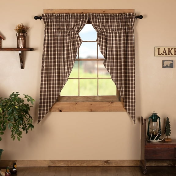 VHC Brands Rustic & Lodge Farmhouse Window Rory Prairie Curtain Pair, Panel 63x36x18, Chocolate Brown