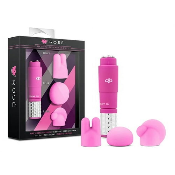 Rosé By Blush® | Revitalize Pink Vibrating 3-Piece Massage Wand Kit