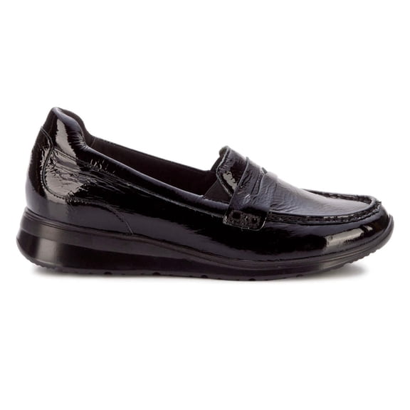 Ros Hommerson Dannon Women's Loafer Slip-on Shoes In Black Crinkle Patent