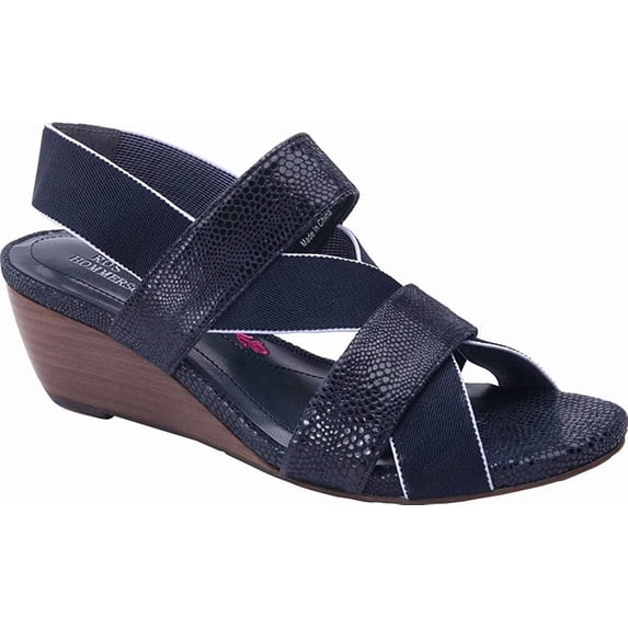 Ros Hommerson Womens Wynona Strappy Wedge Sandal,Navy Leather,US 7 WW