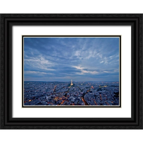 Ros, Vincent 32x24 Black Ornate Wood Framed with Double Matting Museum Art Print Titled - Ciel de Paris