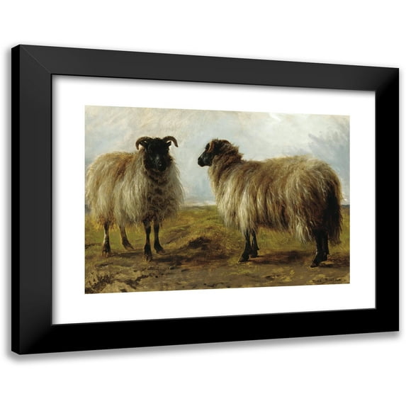 Rosa Bonheur 14x11 Black Modern Framed Museum Art Print Titled - Two Rams in a Landscape