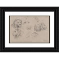 thumbnail image 1 of Rosa Bonheur 14x11 Black Ornate Wood Framed Double Matted Museum Art Print Titled: Study of Heads of Lions and Lionesses, 1 of 5