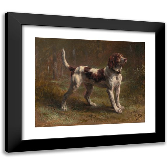 Rosa Bonheur 14x12 Black Modern Framed Museum Art Print Titled - A Limier Light Hound (ca. 1856)