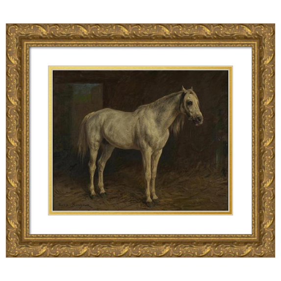 Rosa Bonheur 17x15 Gold Ornate Wood Frame and Double Matted Museum Art Print Titled - White Horse
