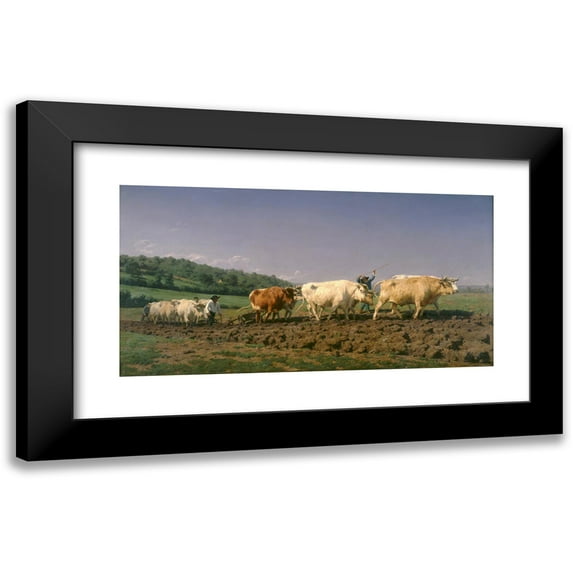 Rosa Bonheur 18x11 Black Modern Framed Museum Art Print Titled - Ploughing in Nevers (1849)