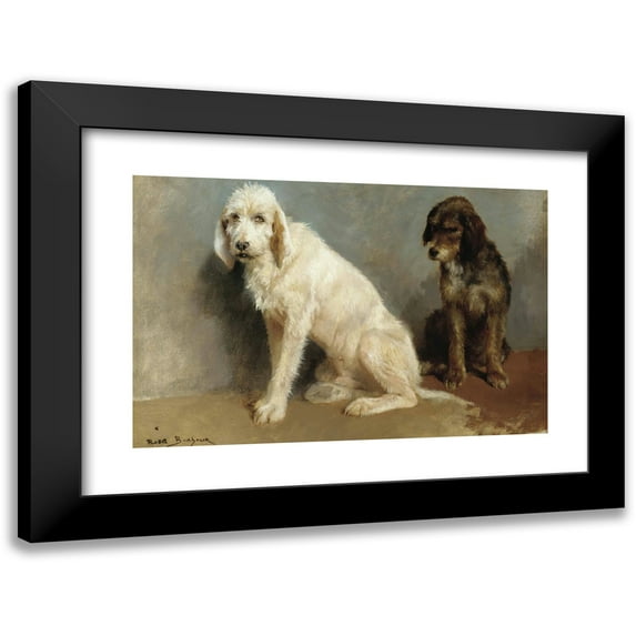 Rosa Bonheur 24x17 Black Modern Framed Museum Art Print Titled - Study of Two Dogs